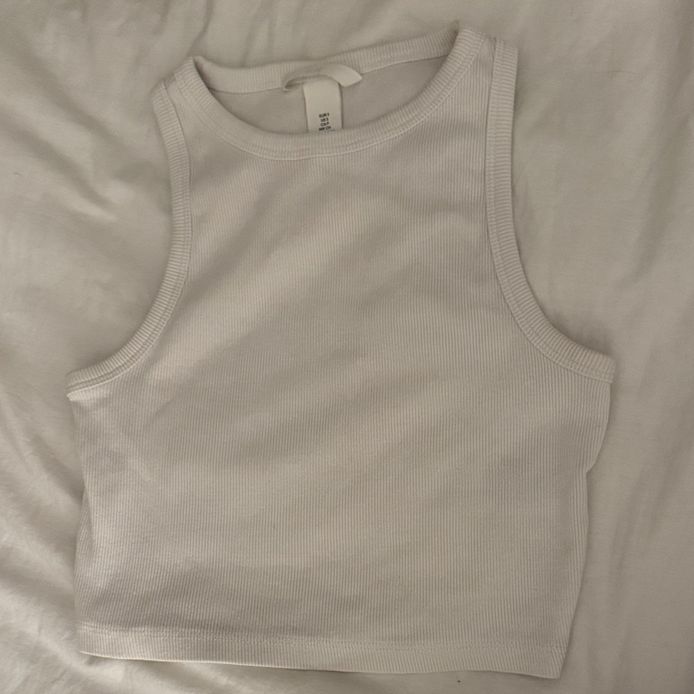 H&M Classic White Ribbed Tank Top